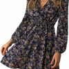 Wholesale CUPSHE Cupshe Womens V Neck Floral Mini Dress Long Sleeve A Line Surplice