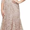 New Alex Evenings Alex Evenings Women'S Tea Length Embroidered Dress Illusion Sleeves (Petite Missy)