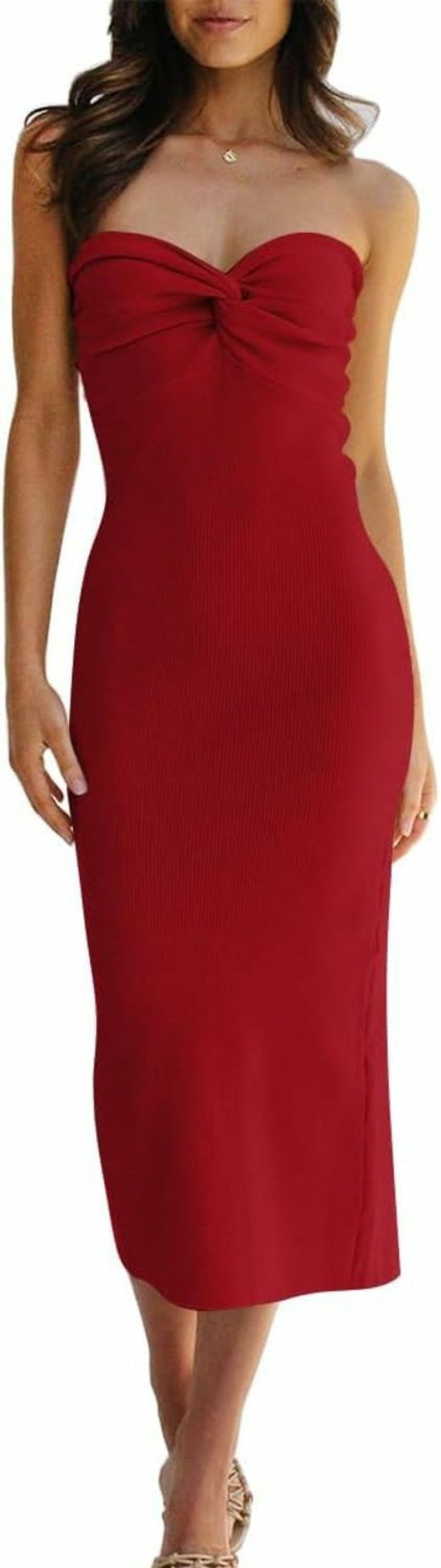 Best LILLUSORY Lillusory Knitted Dresses Twisted Front Bodycon Dress With Back Slit