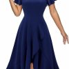 New DRESSTELLS Dresstells Women'S Formal Dresses Cocktail Tea Party Dress 2024 Ruffle V-Neck Modest Wedding Guest Bridesmaid Dress