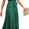 Clearance PRETTYGARDEN Prettygarden Women'S Summer Casual Long Dress Sleeveless Halter Neck Swiss Dot Pleated Beach Maxi Sun Dresses