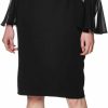 New Calvin Klein Calvin Klein Chiffon Bell Sleeve Sheath Dress Black 12