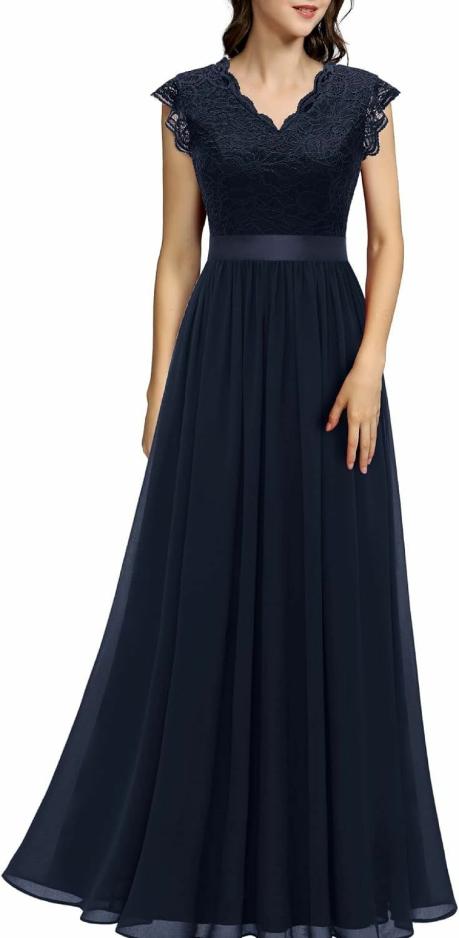 Best Dressystar Dressystar Women'S V Neck Sleeveless Lace Bridesmaid Dress Wedding Party Gown