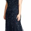 Best Adrianna Papell Adrianna Papell Womens Plus-Size Floral Beaded Gown With Godets Special Occasion Dress, Twilight, 16 Us