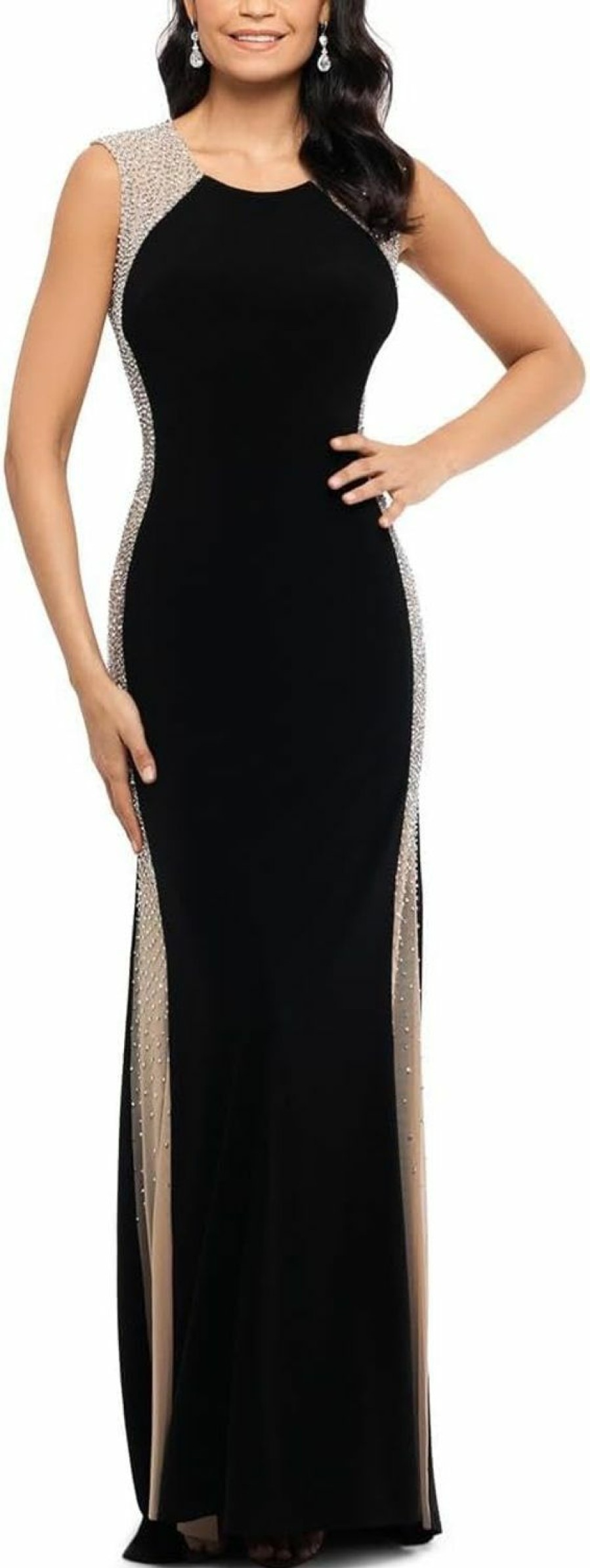 Clearance Xscape Xscape Women'S One Size Long Ity Dress With Caviar Bead Sides