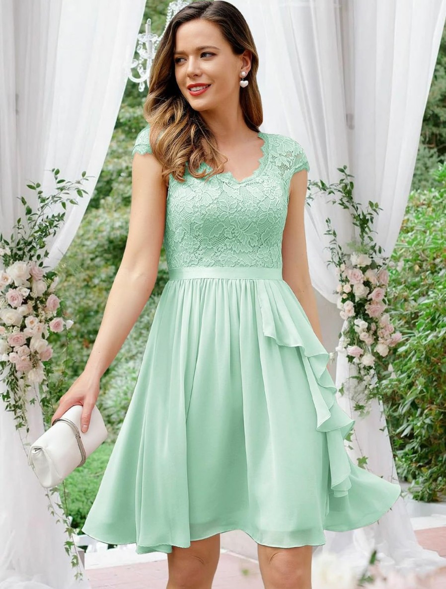 Wholesale Wedtrend Wedtrend Women'S Bridesmaid Dress 2023 Short Prom Dress Ruffle Wedding Guest Cocktail Dress Floral Homecoming Dress