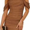 Wholesale PRETTYGARDEN Prettygarden Women'S Mini Ruched Bodycon Dress Off Shoulder Sleeveless Cocktail Party Short Fitted Dress