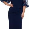 Online Xscape Xscape Women'S Plus Size Long Illusion Sleeve Off The Shoulder Dress