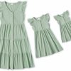 New IFFEI Iffei Matching Family Dresses Cotton Ruffle Decor Mommy And Me Matching Dress