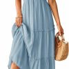 New VOTEPRETTY Votepretty Women'S 2024 Fashion Summer Maxi Dresses Boho Beach V Neck Flutter Short Sleeve Tiered Long Dress