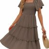 Best LILLUSORY Lillusory Women'S Summer Casual Flutter Sleeve Square Neck Smocked Midi Dress