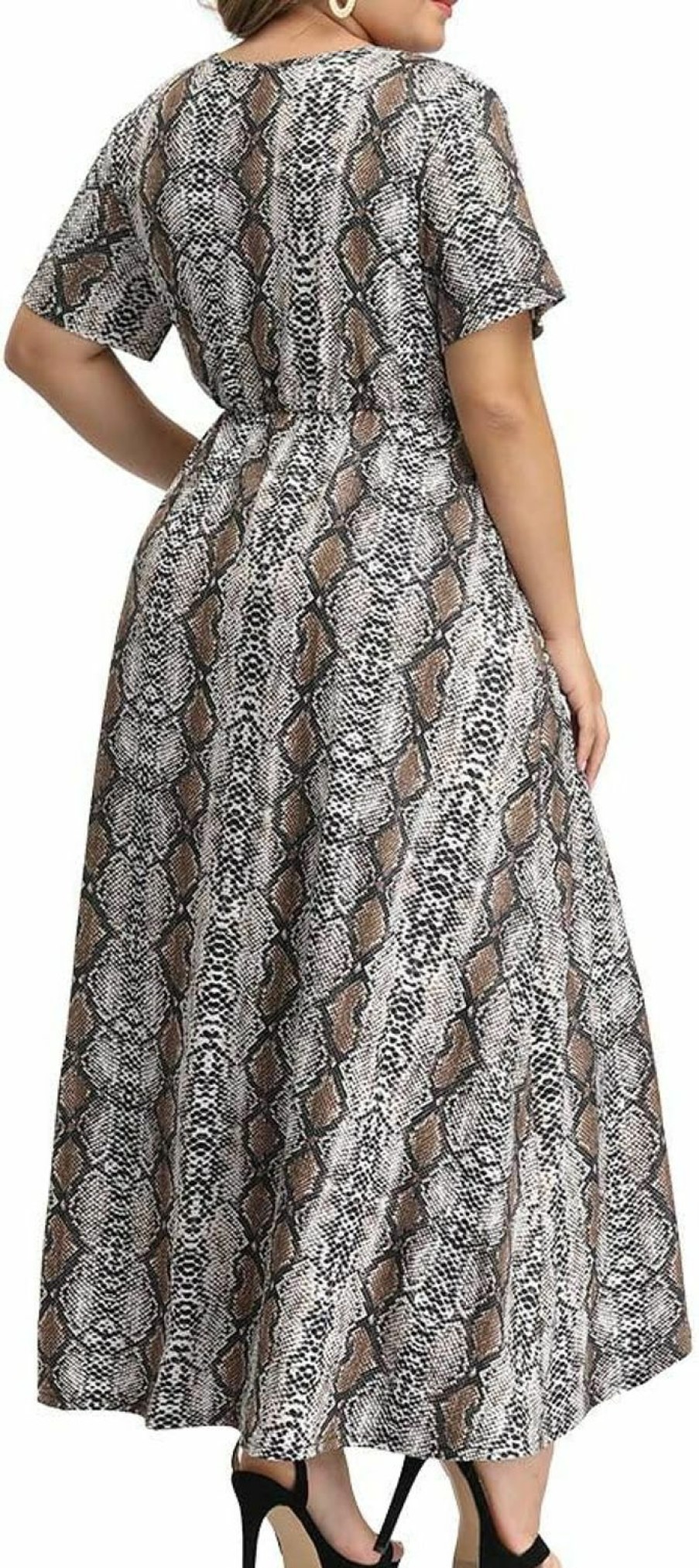 Hot ALLEGRACE Allegrace Womens Plus Size Dress Summer Short Sleeve Wrap Boho Casual Cocktail Flowy Maxi Dresses