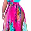 Best Ekaliy Ekaliy Women'S Plus Size Sleeveless Deep V Neck Front Split Long Maxi Wrap Dress