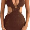 Online MYBFYABO Women'S Halter Bodycon Mini Dress Sleeveless Tie Backless Hollow Out Corset Knit Dress Wrap Dress Summer Beach Dress