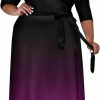 Best Runwind Runwind Plus Size Dresses For Women Floral Maxi Dress Flowy 3/4 Sleeve With Belt