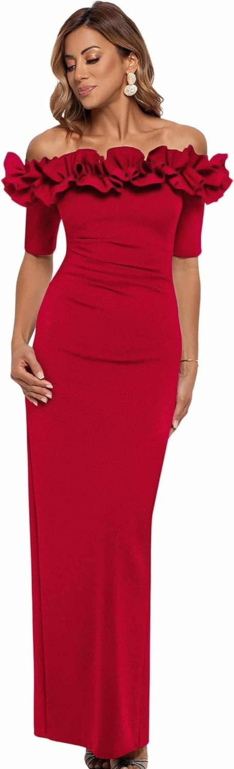 Online Xscape Xscape Women'S Long Off The Shoulder Scuba Crepe Dress (Reg And Petite)