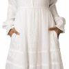 Hot White Elegance Women'S Modest White Full Length Long Sleeve Cotton Special Occasion Dress With Button Down Front