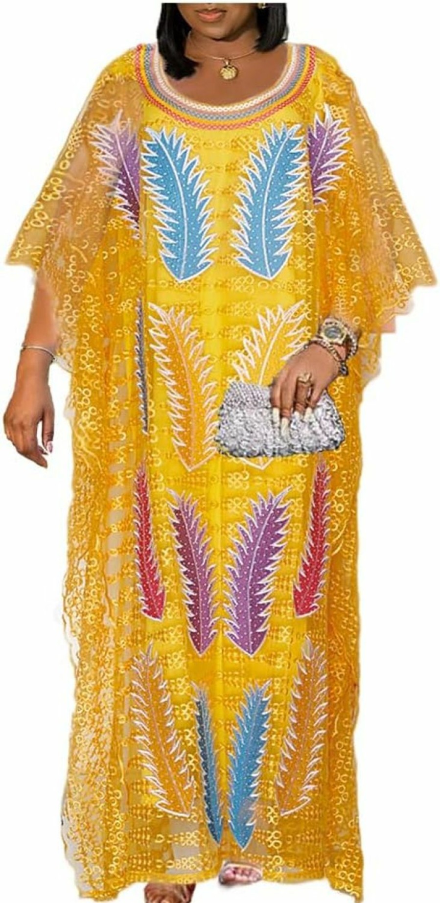 Wholesale HD Hd Women'S Floor-Length Lace Kaftan Dress African Bubu Dress Boat Neck Caftan Gown Plus Size