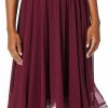 Online Dress the Population Dress The Population Women'S Alicia Plunging Mix Media Sleeveless Fit And Flare Midi Dress