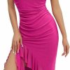 New Honganda Women'S Elegant Bodycon Midi Dress Sleeveless Mesh Frill Hem Mermaid Tail Summer Tank Dress Cocktail Party