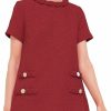 Wholesale Yioaga Womens Tweed Jackie Dress Elegant Crew Neck Short Sleeve Button Bodycon Mini Dress