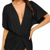 Hot Floerns Floerns Women'S Deep V Neck Twisted Plunging High Slit Mini Party Dress