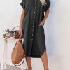 Online Dokotoo Dokotoo Womens 2024 Button-Down Short Sleeve Denim Cardigans Maxi Dresses With Side Split