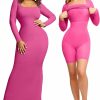 Online Popilush Popilush Shaper Dress Bodycon Maxi/Mini Built In Shapewear Bra 8 In 1 Women Lounge Long Sleeve Dresses