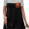 Clearance SOLY HUX Soly Hux Women'S Striped Short Sleeve Tshirt Dresses Colorblock Button Summer Dress