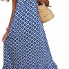 New miduo Miduo Womens Summer Bohemian Pattern Spaghetti Straps Sleeveless Casual Maxi Long Dresses