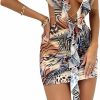 Online Creaion Women Y2K Print Knit Bodycon Dress Funky Halter Neck Sleeveless Strappy Cutout Backless E-Girl Club Party Slip Mini Dress