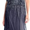 New Adrianna Papell Adrianna Papell Women'S 3/4 Sleeve Beaded Illusion Gown With Sweetheart Neckline