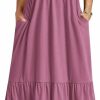 Hot IN'VOLAND In'Voland Women Plus Size Short Sleeve Dress Loose Plain Casual Summer Flowy Tiered Long Maxi Dresses With Pockets