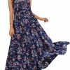 Best YESNO Yesno Summer Dresses For Women Casual Loose Bohemian Floral Dress Spaghetti Strap Maxi Dress With Pockets