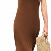 Best Naggoo Naggoo Women'S Sleevelee Tank Dress Midi Summer Casual Scoop Neck Basic Split Maxi Tshirt Sundresses With Pockets