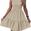 Wholesale Milumia Milumia Women'S Tie Shoulder Smocked Shirred Ruffle Hem Sleeveless A Line Swing Short Dress