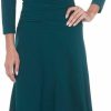 Hot Rekucci Rekucci Women'S Slimming 3/4 Sleeve Fit-And-Flare Crossover Tummy Control Dress