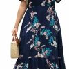 New Nemidor Nemidor Womens Plus Size Boho Ditsy Floral Print Casual Layered Flared Maxi Dress With Pocket Nem304