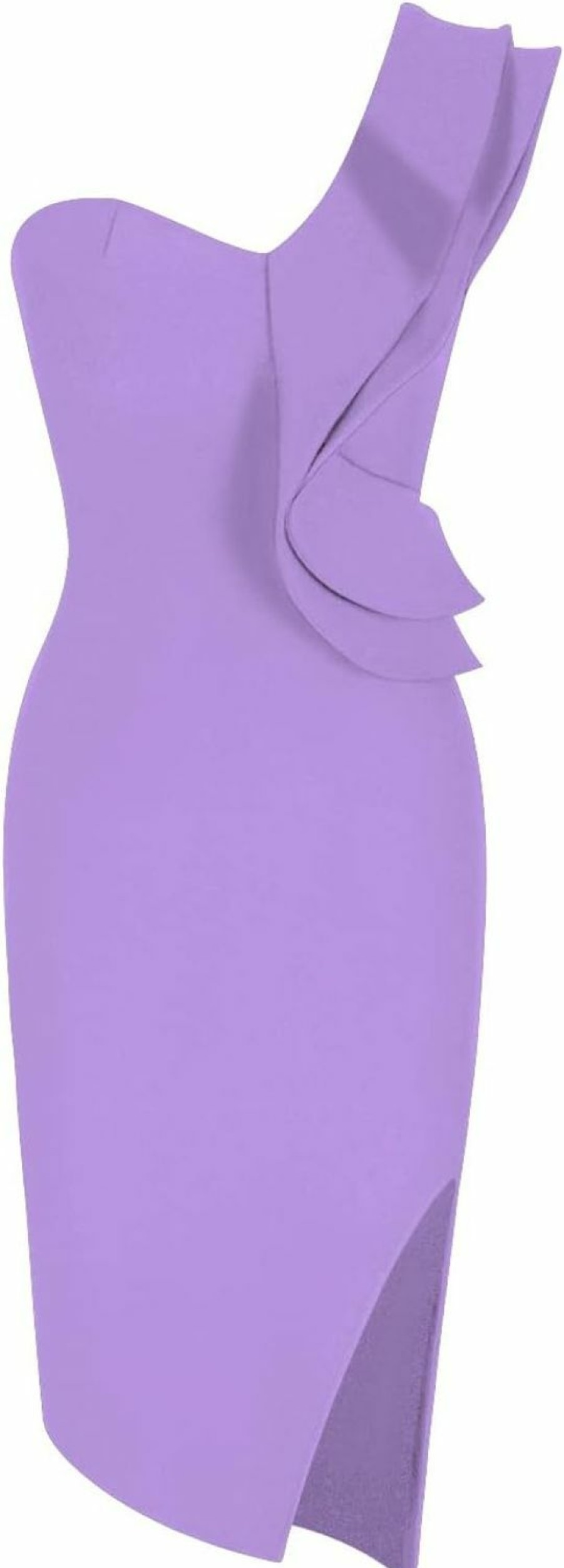 Clearance UONBOX Uonbox Women'S One Shoulder Sleeveless Knee Length Side Split Fashion Bandage Dress