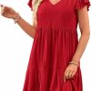 New PRETTYGARDEN Prettygarden Women'S 2024 Summer Casual Short Dress Cap Sleeve V Neck Tiered Ruffle Swing A Line Dresses