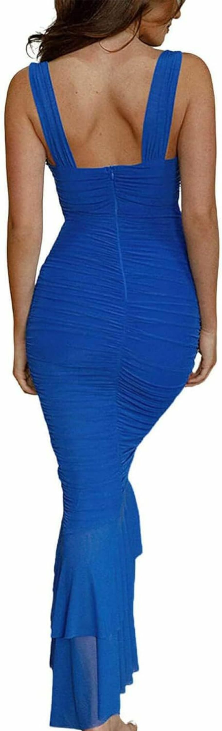 New chouyatou Chouyatou Womens Strenchy Ruched Bodycon Cocktail Party Dress Maxi Mermaid Corset Dress Evening Gown