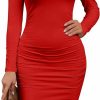 Hot Kaximil Kaximil Women'S Sexy Bodycon Ruched Long Sleeve Basic Midi Club Party Pencil Dresses