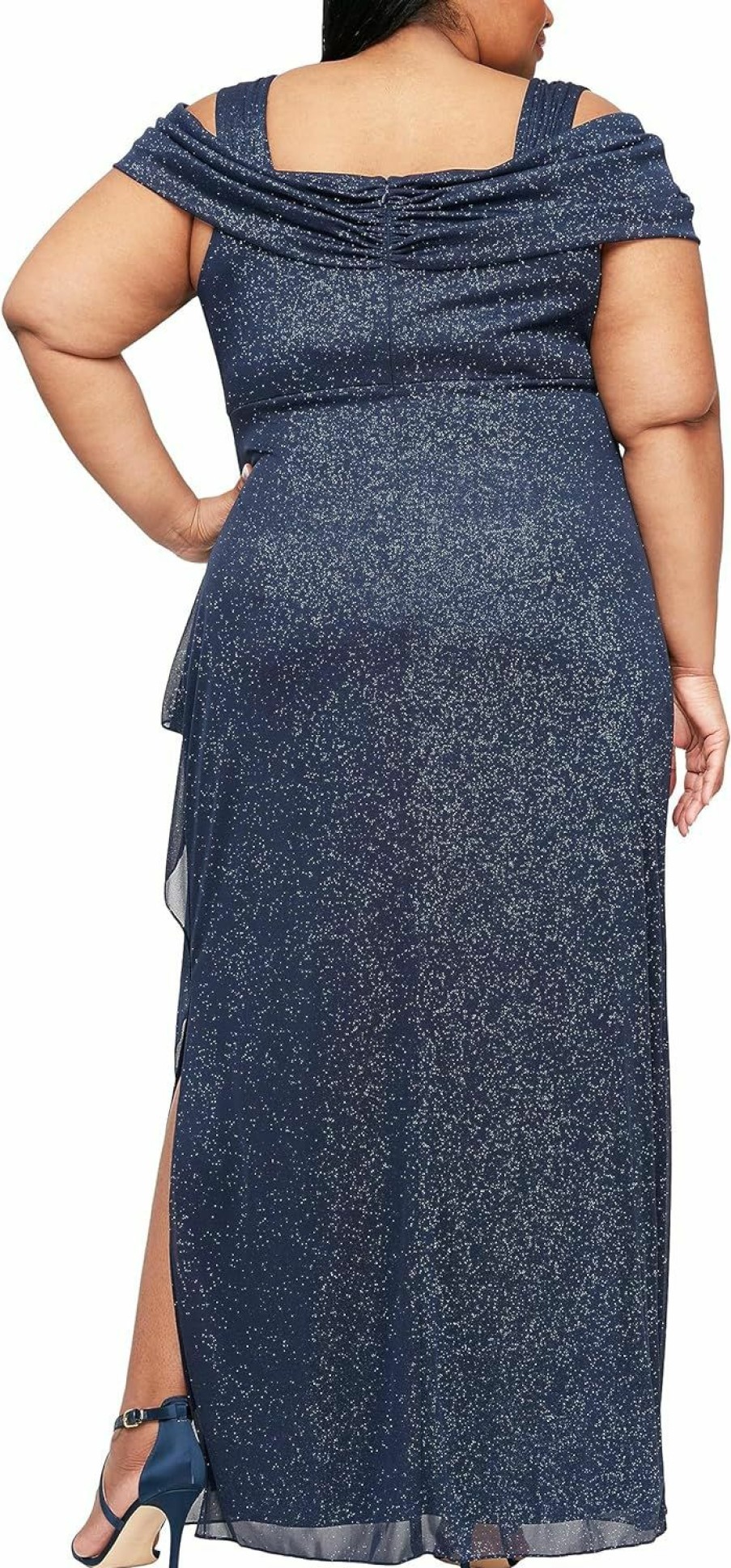 Hot Alex Evenings Alex Evenings Women'S Plus Size Long Cold Shoulder Dress With Ruched Skirt