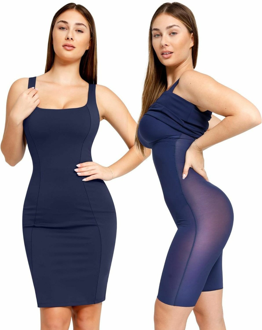 Clearance Popilush Popilush Workwear Built-In Shapewear Dress Square Neck Sleeveless Dress 3D Hips Offer