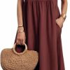 New Pinkrin Womens Dresses For Women 2024 Casual Cotton Linen Summer Midi Dresses For Women Spring Shift Dresses With Pocket