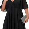 New RED DOT BOUTIQUE Plus Size Cap Sleeves Long Sleeves V Neck Sequins Skater Cocktail Club Dress