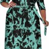 Online Nmoder Nmoder Plus Size Maxi Dress For Women - Summer Dresses Casual 3/4 Sleeve Floral Flowy Long Dress With Belt Pockets Xl- 6Xl