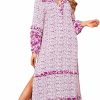 Online R.Vivimos R.Vivimos Women'S Long Sleeve Floral Print Bohemian Maxi Dresses With Slit