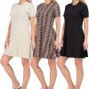 Hot Real Essentials Real Essentials 3-Pack: Womens Soft Lounge Swing Casual T-Shirt Dress (Available In Plus Size)