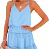 Best Newffr Newffr Womens V Neck Summer Dress Sleeveless Mini Dress Ruffle Dress Spaghetti Strap Racerback Sun Flowy Dress